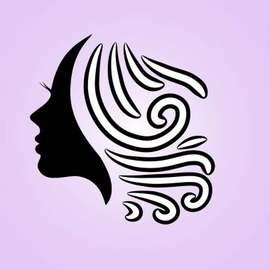 silhouette beautiful lady for salon or hair beauty treatment logo vector icon