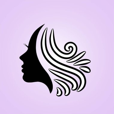 silhouette beautiful lady for salon or hair beauty treatment logo vector icon