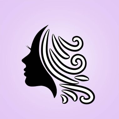 silhouette beautiful lady for salon or hair beauty treatment logo vector icon