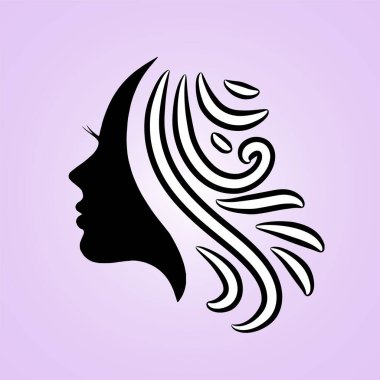 silhouette beautiful lady for salon or hair beauty treatment logo vector icon
