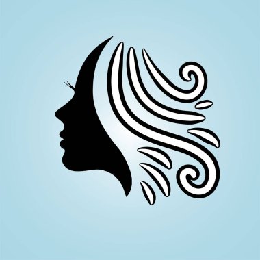 silhouette beautiful lady for salon or hair beauty treatment logo vector icon