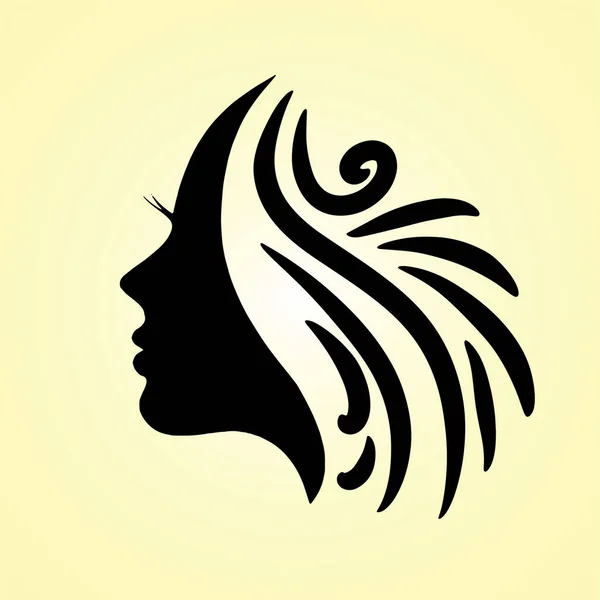 Silhouette Schöne Dame Für Salon Oder Haarpflege Logo Vektor Symbol — Stockvektor