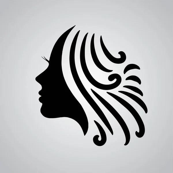 Silhouette Beautiful Lady Salon Hair Beauty Treatment Logo Vector Icon — Vector de stock
