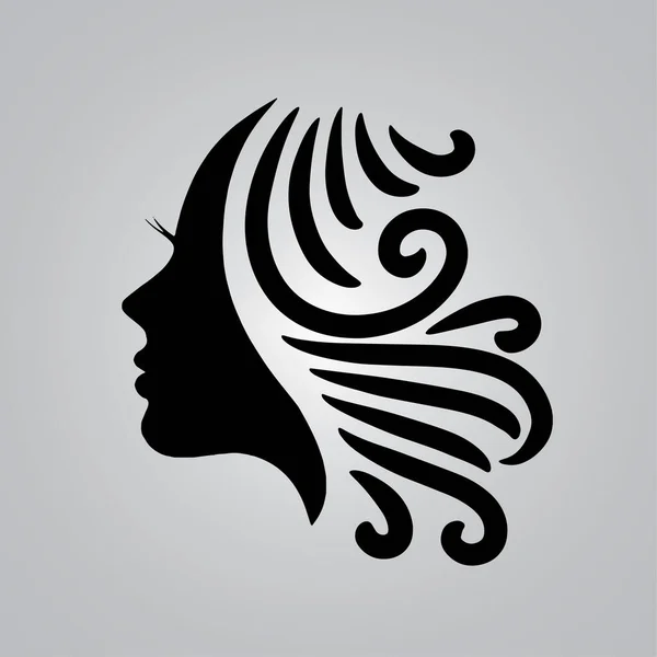 Silhouette Schöne Dame Für Salon Oder Haarpflege Logo Vektor Symbol — Stockvektor