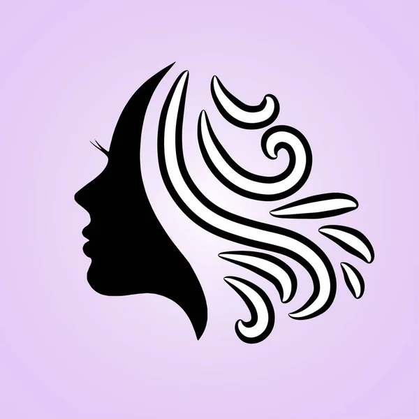 Silueta Hermosa Dama Para Salón Cabello Belleza Tratamiento Logo Vector — Archivo Imágenes Vectoriales