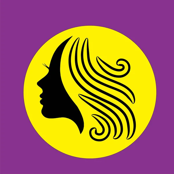 Silhouette Beautiful Lady Salon Hair Beauty Treatment Logo Vector Icon — Stock Vector