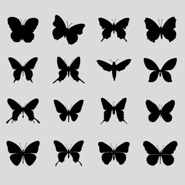 Silhouette Beautiful Butterfly Logo Vector Icon — Stok Vektör