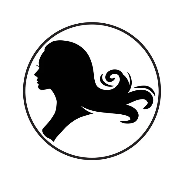 Silhueta Mulher Bonita Usar Para Beleza Cabelo Ícone Vetor Logotipo — Vetor de Stock