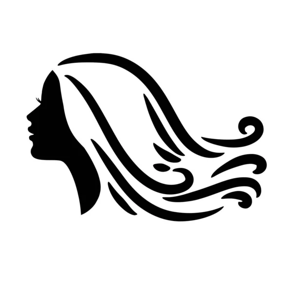 Silhouette Beautiful Woman Use Hair Beauty Spa Logo Vector Icon — Vector de stock