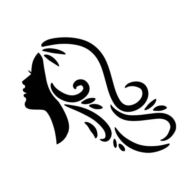 Silhouette Beautiful Woman Use Hair Beauty Spa Logo Vector Icon — Vetor de Stock