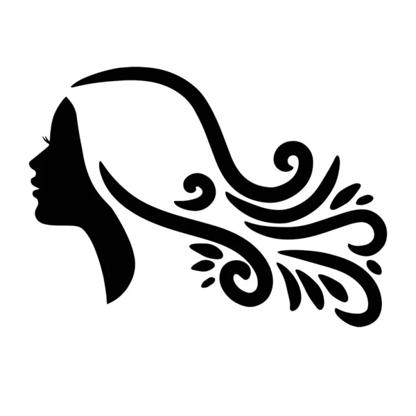 Silhueta Mulher Bonita Usar Para Beleza Cabelo Ícone Vetor Logotipo — Vetor de Stock