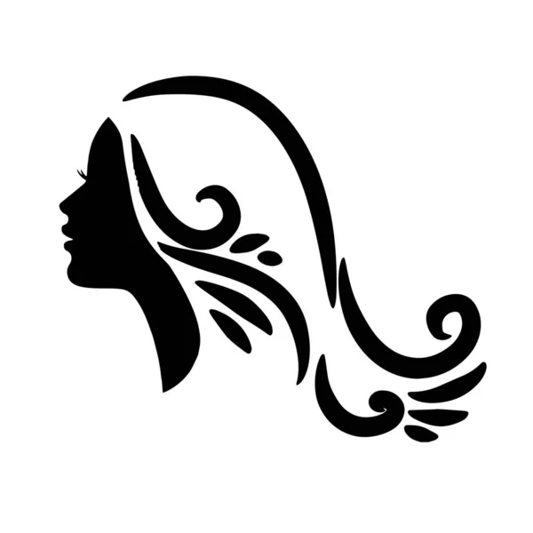 Silhouette Beautiful Woman Use Hair Beauty Spa Logo Vector Icon — Vetor de Stock