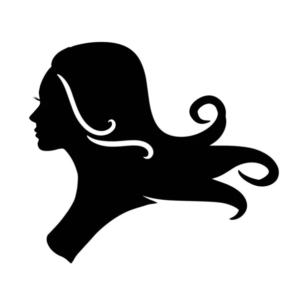 Silhouette Beautiful Woman Use Hair Beauty Spa Logo Vector Icon — Vetor de Stock