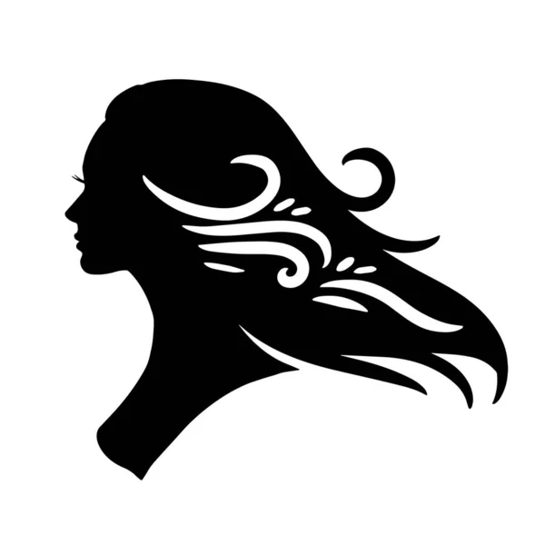 Silhouette Beautiful Woman Use Hair Beauty Spa Logo Vector Icon — Vector de stock