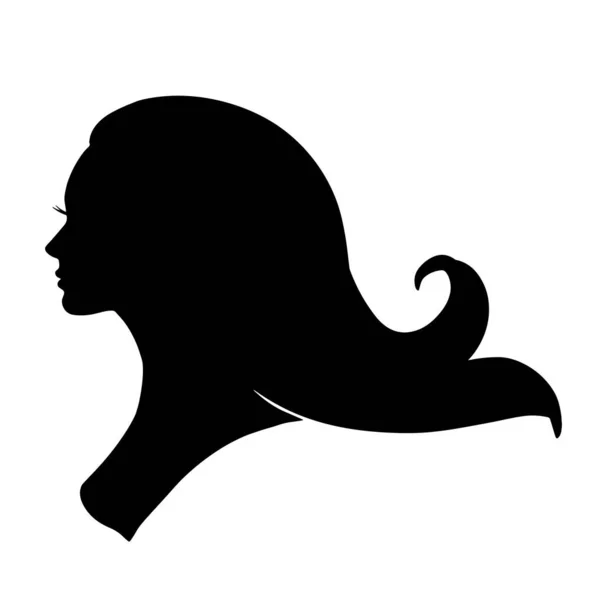 Silhueta Mulher Bonita Usar Para Beleza Cabelo Ícone Vetor Logotipo — Vetor de Stock