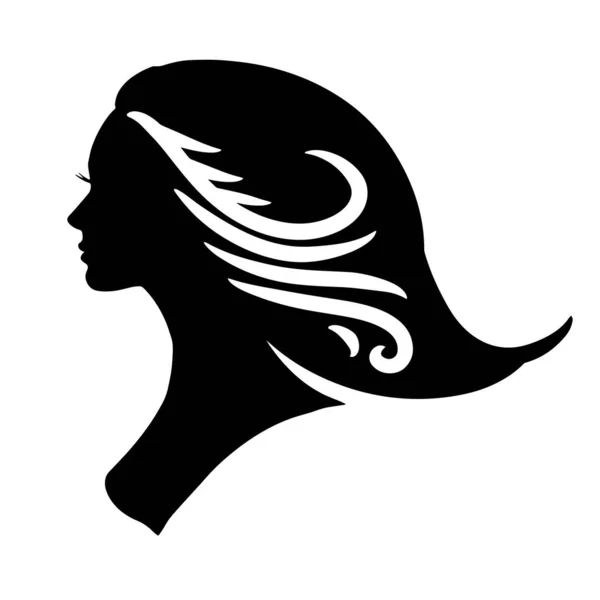 Silhouette Beautiful Woman Use Hair Beauty Spa Logo Vector Icon — Vector de stock
