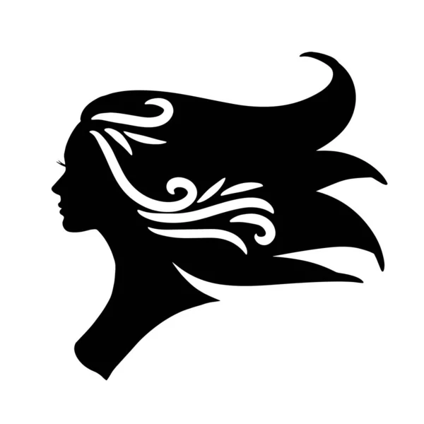 Silhouette Beautiful Woman Use Hair Beauty Spa Logo Vector Icon — 图库矢量图片