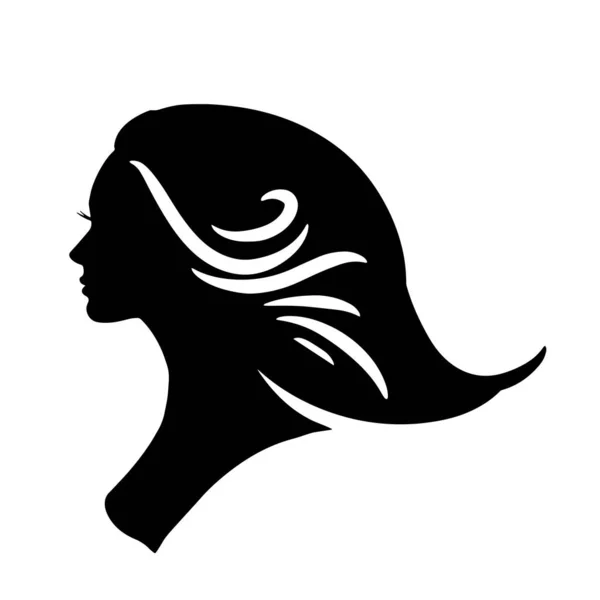 Silhouette Beautiful Woman Use Hair Beauty Spa Logo Vector Icon — Vetor de Stock