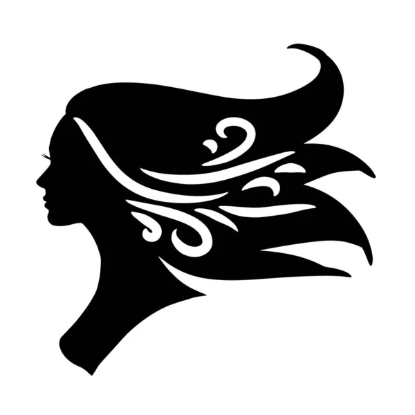 Silhouette Woman Beautiful Hair Perfect Hair Beauty Salon Logo — Stock vektor