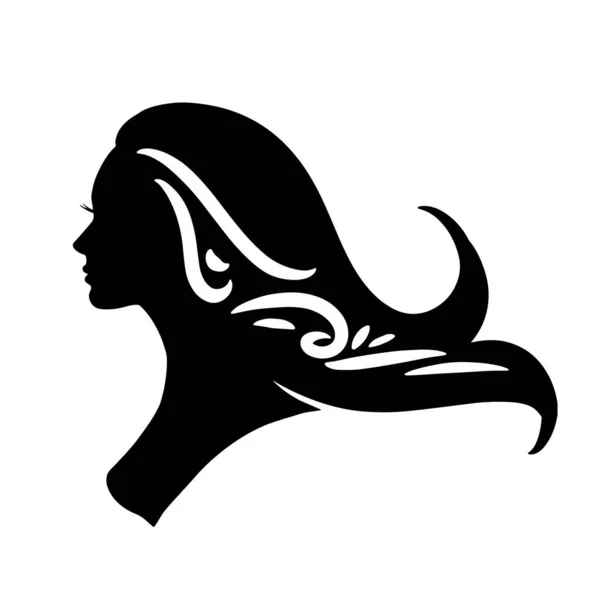 Silhouette Woman Beautiful Hair Perfect Hair Beauty Salon Logo — Stock vektor