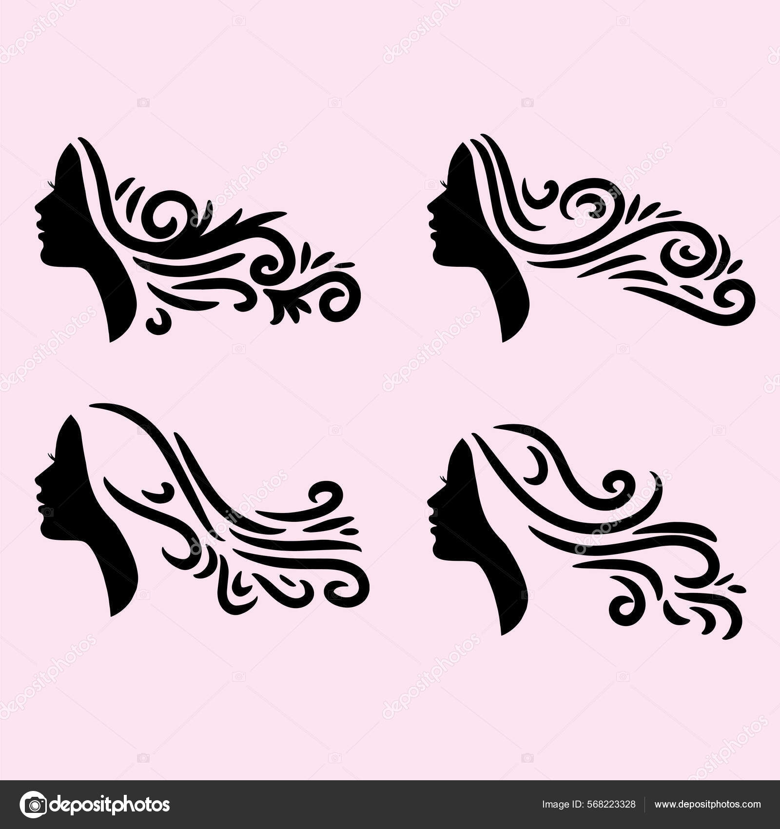 Silhouette Woman Beautiful Hair Perfect Hair Beauty Salon Logo Stock Vector  Image by ©sentanu74@ #568223328