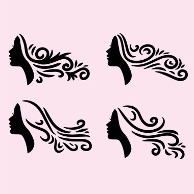silhouette of woman with beautiful hair is perfect for hair and beauty salon logo