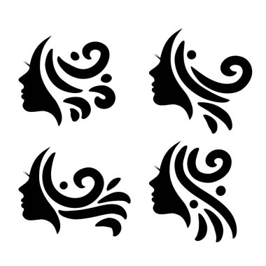 Silhouette of beautiful woman use for hair beauty and spa logo vector icon