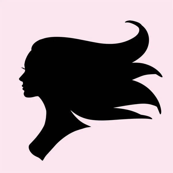 Silhouette Woman Beautiful Hair Perfect Hair Beauty Salon Logo — стоковый вектор