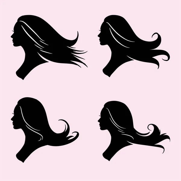 Silhouette Woman Beautiful Hair Perfect Hair Beauty Salon Logo — ストックベクタ