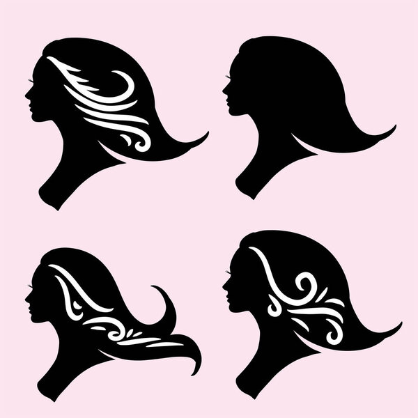 silhouette of woman with beautiful hair is perfect for hair and beauty salon logo