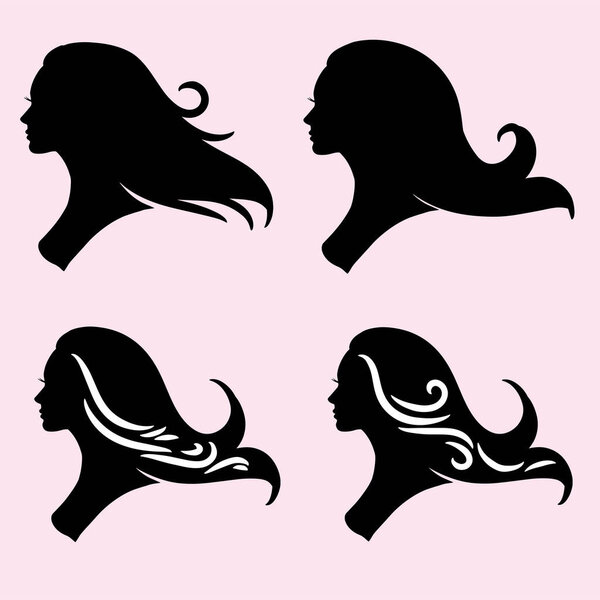 silhouette of woman with beautiful hair is perfect for hair and beauty salon logo