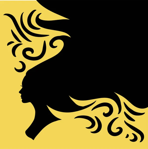 Silhouette Woman Beautiful Hair Perfect Hair Beauty Salon Logo — 스톡 벡터