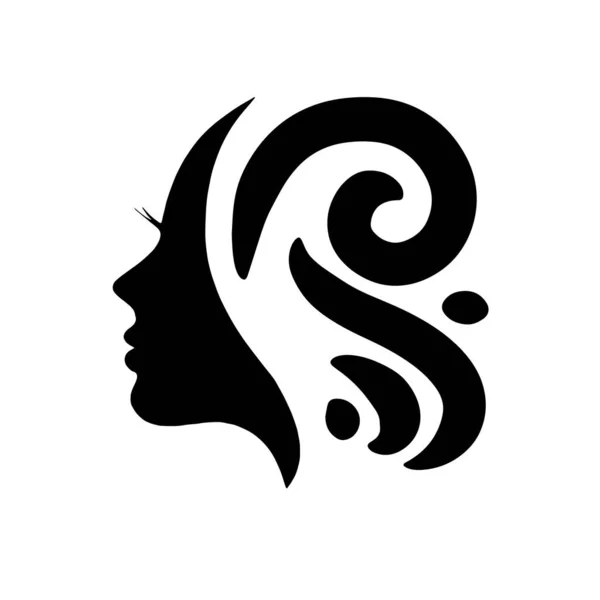 Silhouette Beautiful Woman Use Hair Beauty Spa Logo Vector Icon — Stock vektor
