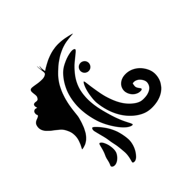 Silhouette Beautiful Woman Use Hair Beauty Spa Logo Vector Icon — Stock Vector