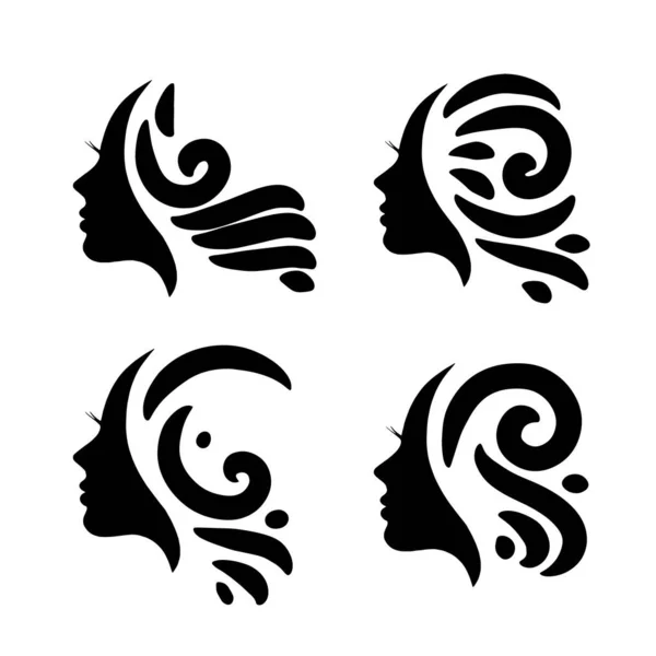 Silhouette Beautiful Woman Use Hair Beauty Spa Logo Vector Icon — Stock Vector