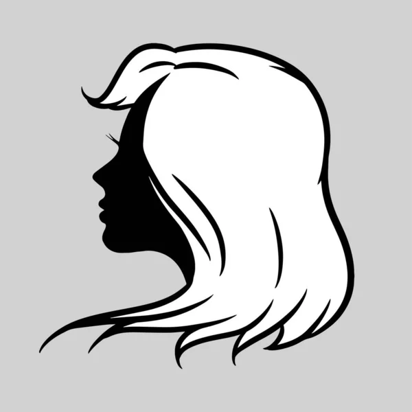 Silhouet Icoon Van Een Mooie Vrouw Met Mooi Golvend Haar — Stockvector
