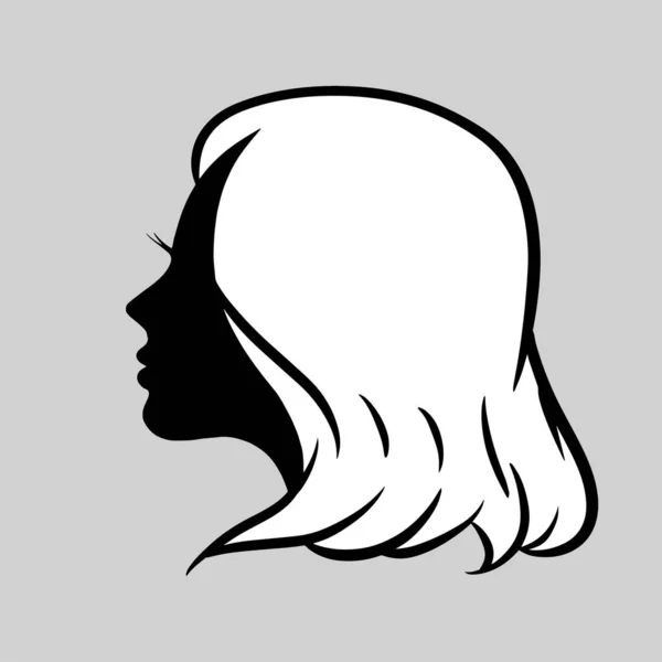 Silueta Icono Una Hermosa Mujer Con Hermoso Cabello Que Fluye — Vector de stock