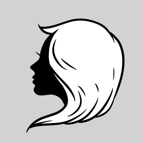 Silhouette Icon Beautiful Woman Beautiful Flowing Hair Which Very Suitable — Archivo Imágenes Vectoriales
