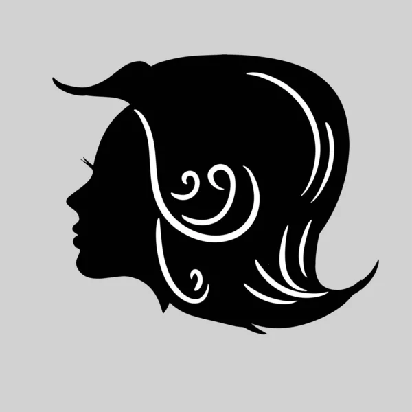 Silueta Icono Una Hermosa Mujer Con Hermoso Cabello Que Fluye — Vector de stock