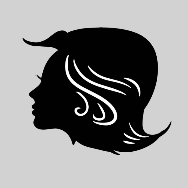Silhouette Icône Une Belle Femme Aux Beaux Cheveux Fluides Qui — Image vectorielle