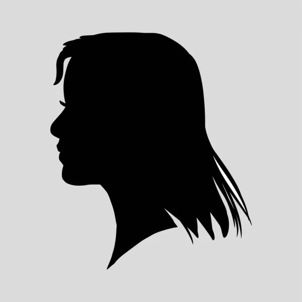 Silhouette Icône Une Belle Femme Aux Beaux Cheveux Fluides Qui — Image vectorielle