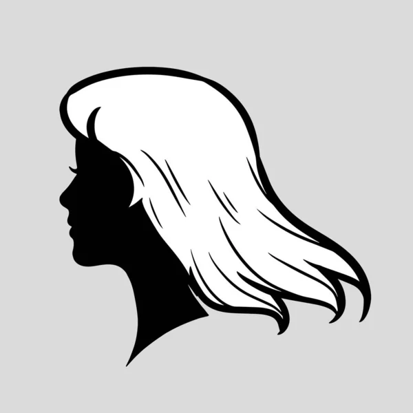 Silhouette Icon Beautiful Woman Beautiful Flowing Hair Which Very Suitable — Image vectorielle