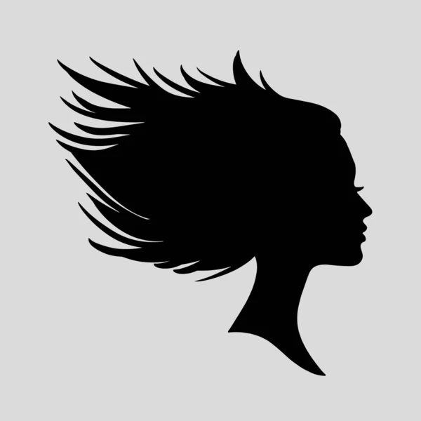 Silhouette Icon Beautiful Woman Beautiful Flowing Hair Which Very Suitable — Vetor de Stock