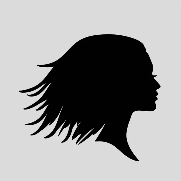 Silueta Icono Una Hermosa Mujer Con Hermoso Cabello Que Fluye — Archivo Imágenes Vectoriales