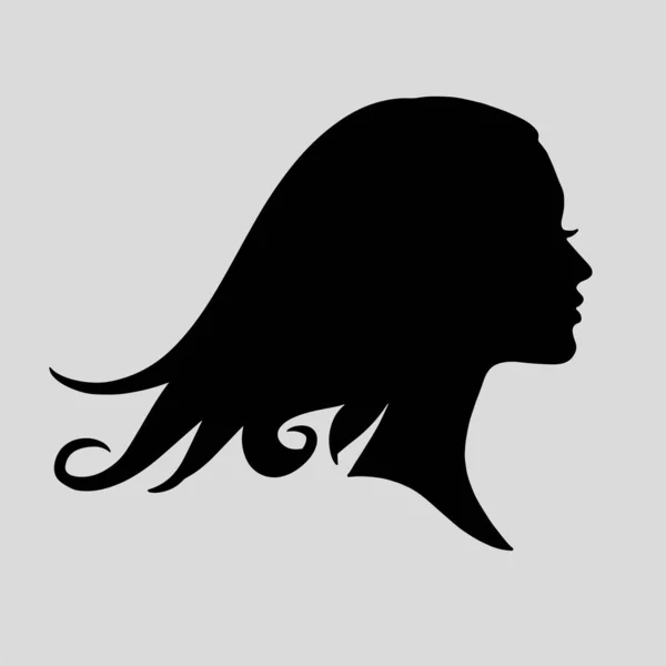 Silueta Icono Una Hermosa Mujer Con Hermoso Cabello Que Fluye — Archivo Imágenes Vectoriales