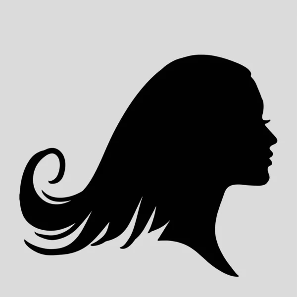 Silhouette Icône Une Belle Femme Aux Beaux Cheveux Fluides Qui — Image vectorielle