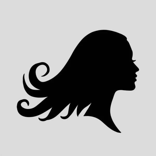 Silueta Icono Una Hermosa Mujer Con Hermoso Cabello Que Fluye — Archivo Imágenes Vectoriales