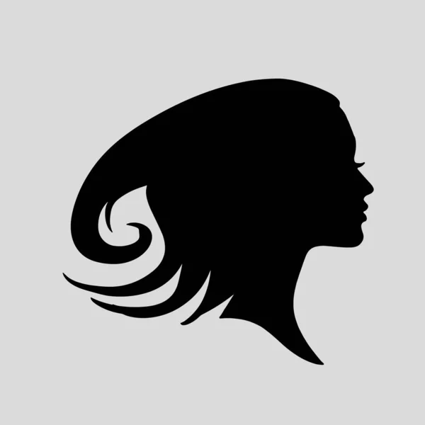 Silueta Icono Una Hermosa Mujer Con Hermoso Cabello Que Fluye — Archivo Imágenes Vectoriales