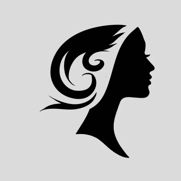 Silhouette Icon Beautiful Woman Beautiful Flowing Hair Which Very Suitable — 图库矢量图片