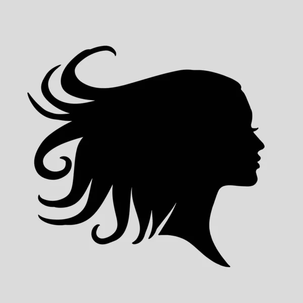 Silueta Icono Una Hermosa Mujer Con Hermoso Cabello Que Fluye — Archivo Imágenes Vectoriales